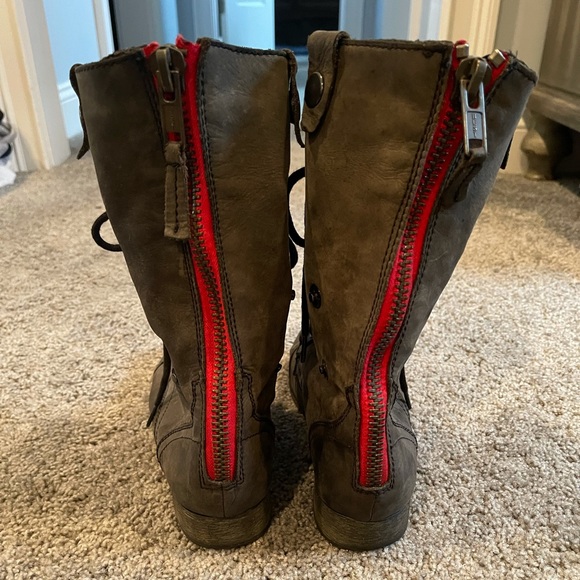 Dark Gray Steve Madden Combat Boots - Picture 3 of 7